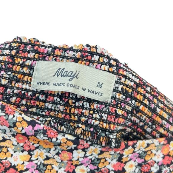 Maaji Wide Leg Pants Calico Floral Print Viscose Orange Black Size Medium - Picture 10 of 12